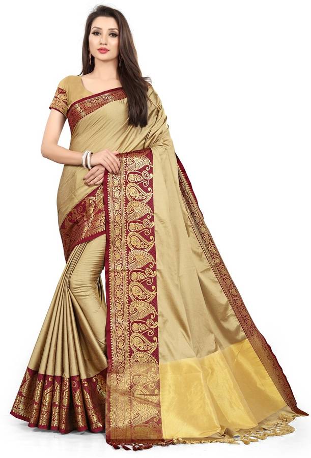 Self Design Assam Silk Silk Blend, Jacquard Saree