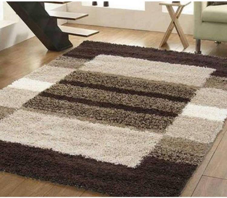 SR Handloom Brown Blended, Polyester Area Rug