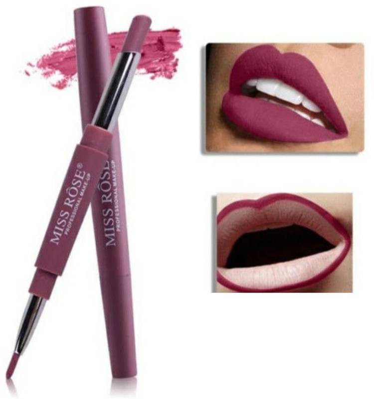 MISS ROSE 2 In 1 Matte Lip Liner Pencil Lipstick Waterproof Long-Lasting Lip Professional Makeup - Pack of 1 Price in India