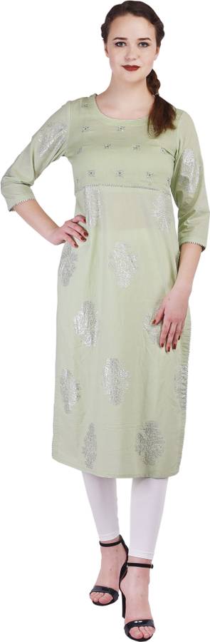 Women Embroidered Cambric Straight Kurta