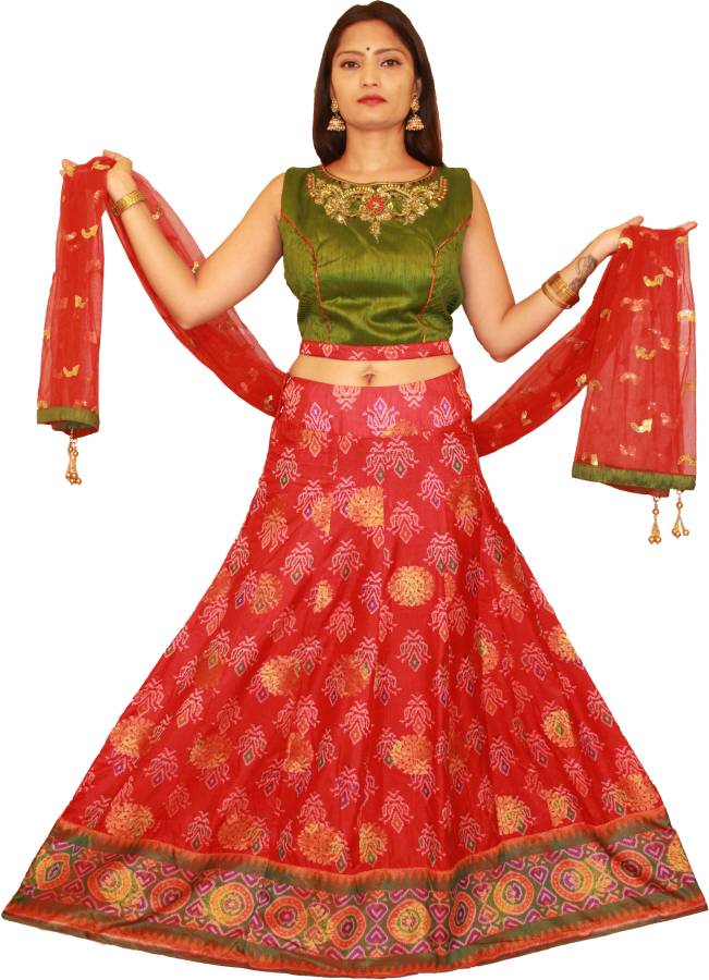 Embroidered Stitched Lehenga & Crop Top Price in India
