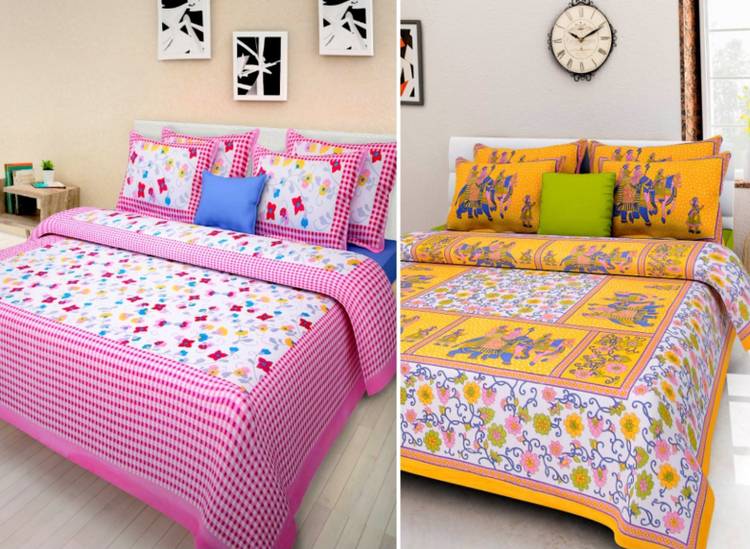 BATHAM HANDLOOM 80 TC Viscose Double Printed Bedsheet