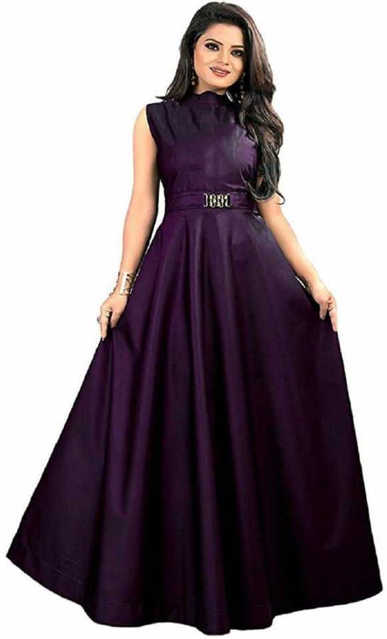 THE CLOTHING DOOR Satin Self Design Gown/Anarkali Kurta & Bottom Material