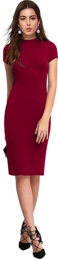 Women Bodycon Maroon Dress