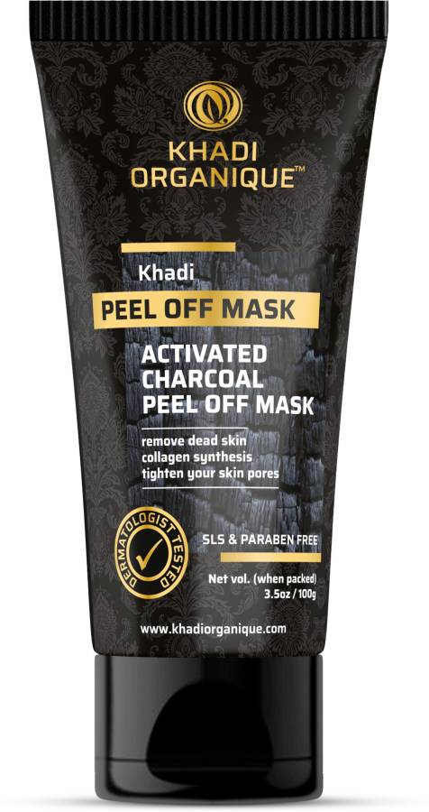 khadi ORGANIQUE Activated Charcoal Peel Off Mask Remove dead skin, tighten your skin pores, collagen synthesis Price in India