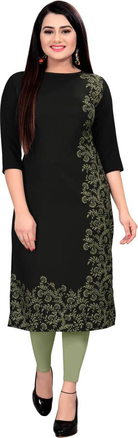 Women Printed Crepe A-line Kurta Price in India