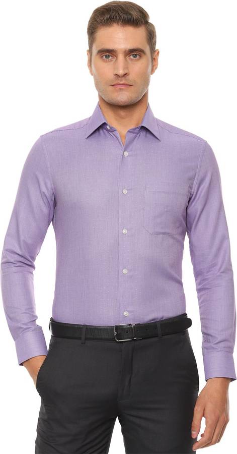 Men Regular Fit Self Design, Printed Spread Collar Formal Shirt