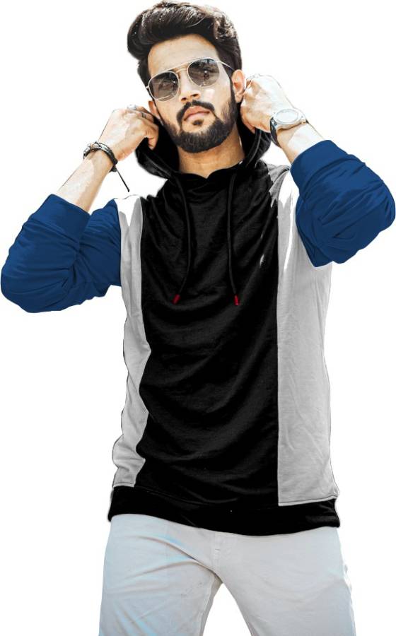 Solid Men Hooded Neck Multicolor T-Shirt Price in India