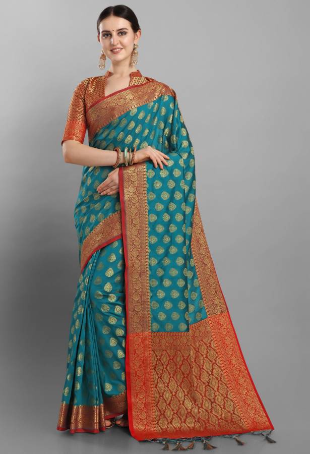 Woven Banarasi Silk Blend Saree Price in India