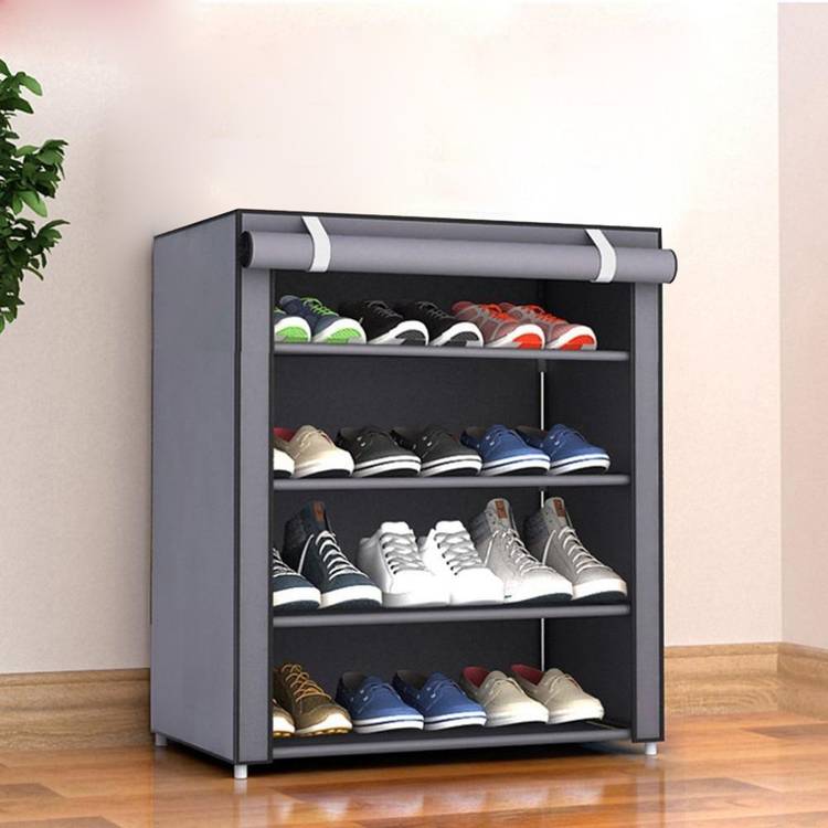 Sasimo 1-Door 4-Shelf Fabric Collapsible Carbon Steel Collapsible Wardrobe