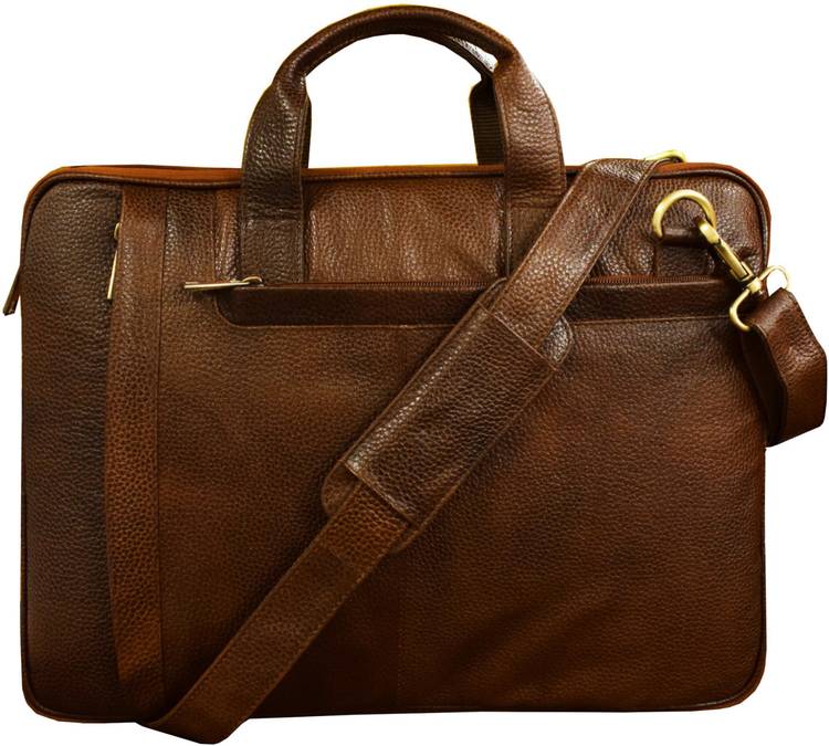ABYS 100% Genuine Leather Tan Men And Women Messenger Bag Laptop Sleeve/Cover