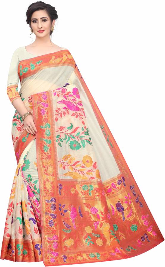 Woven Jamdani Cotton Blend Saree