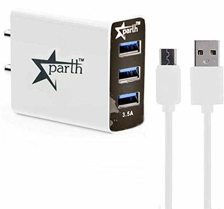 STARPARTH 3 Port USB Charger Adapter 3.4 A Multiport Mobile Charger with Detachable Cable