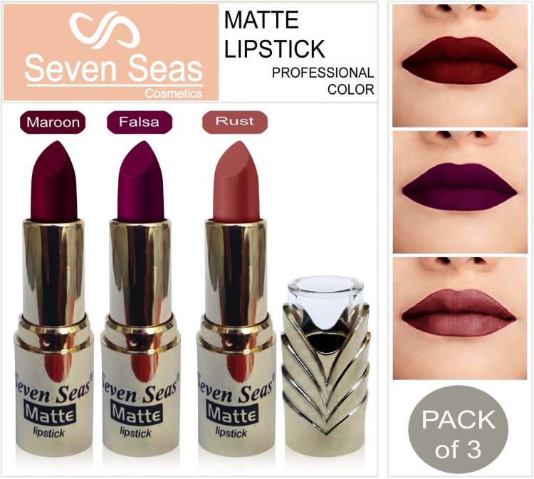 Seven Seas Sparky Bites Professional matte lipsticks women comsetics makeup combo set of 3 Price in India