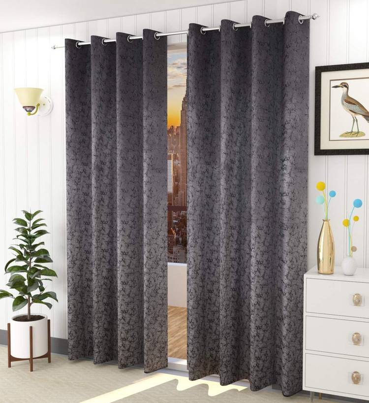 Lucacci 214 cm (7 ft) Velvet Door Curtain (Pack Of 2)