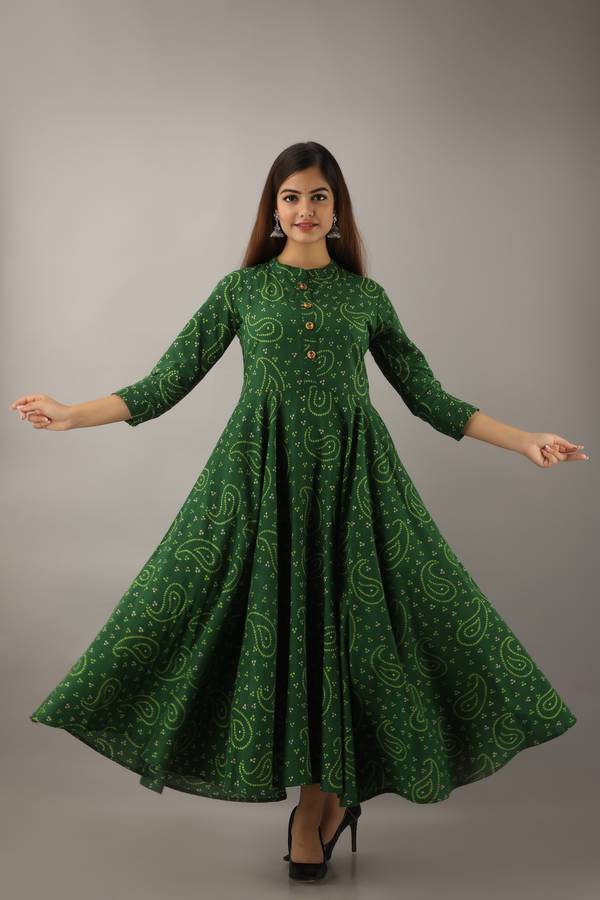 Women Paisley Cotton Blend Flared Kurta