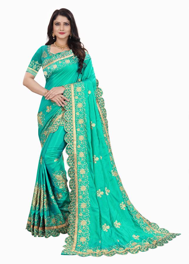 Embroidered Bollywood Art Silk Saree