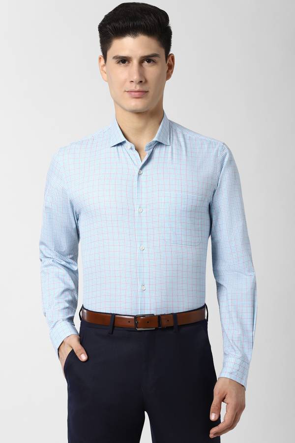 Men Slim Fit Checkered Slim Collar Formal Shirt