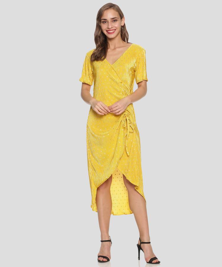 Women High Low Yellow Dress Price in India