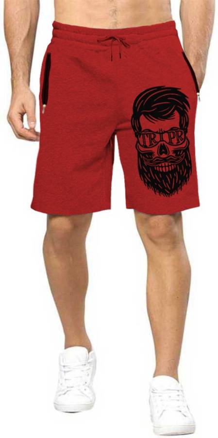 Printed Men Red Regular Shorts
