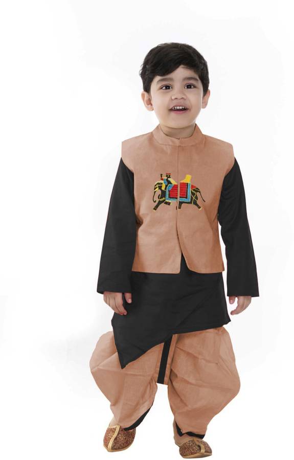 Boys Festive & Party Ethnic Jacket, Kurta and Pallazo Set