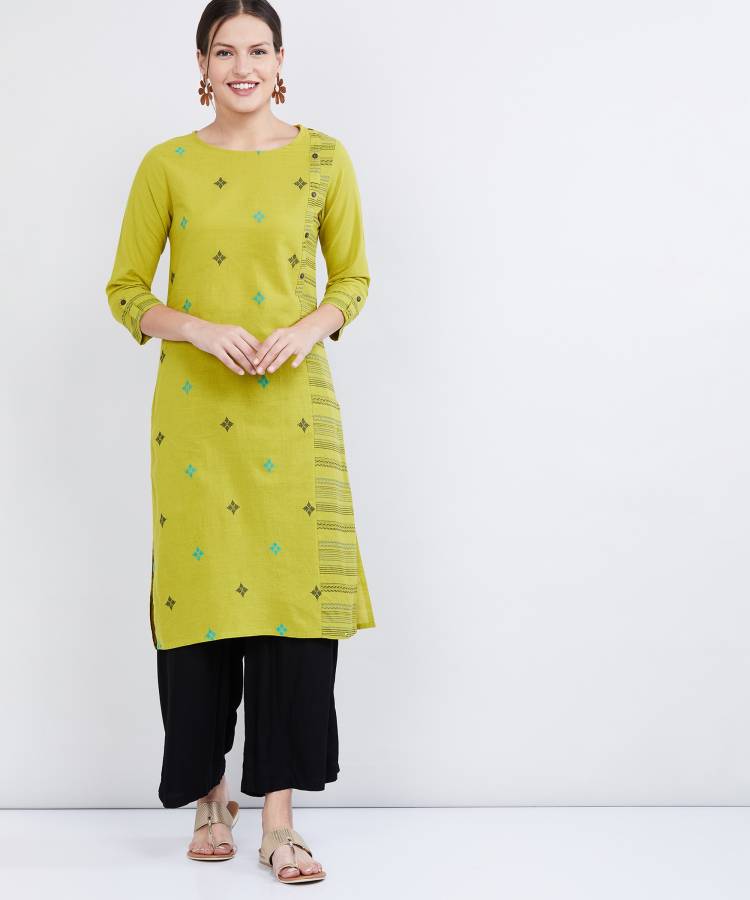 Women Embroidered Pure Cotton Straight Kurta Price in India