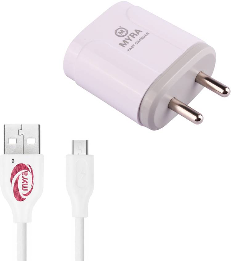 Myra M-003C//2.4AMP// DUAL FAST CHARGER WITH MICRO USB TYPE DETACHABLE CABLE 2.4 A Multiport Mobile Charger with Detachable Cable