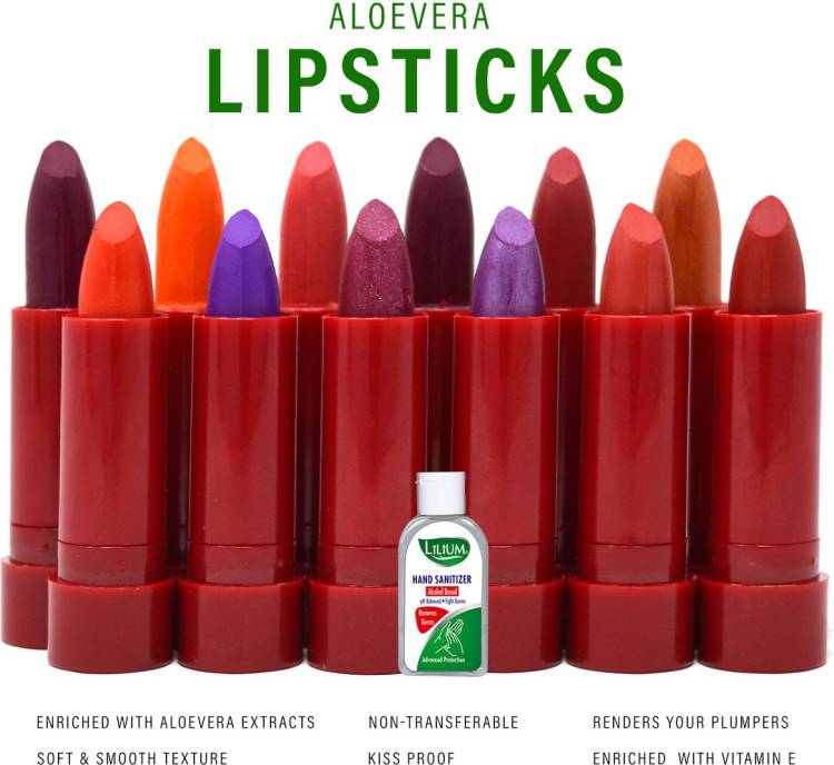 ads Ultra Mini Aloevera Lipstick,3g each Pack of 12 With Lilium Hand Cleanser Price in India