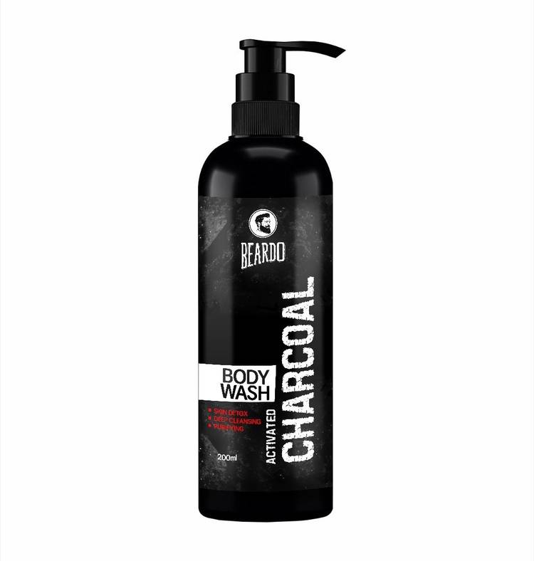 BEARDO Activated Charcoal Body Wash for Men, 200ml | With Activated Charcoal | Soap Free | Deep Cleansing | Skin Detox | Anti-Pollution | For Body & Face| Refreshing Fragrance