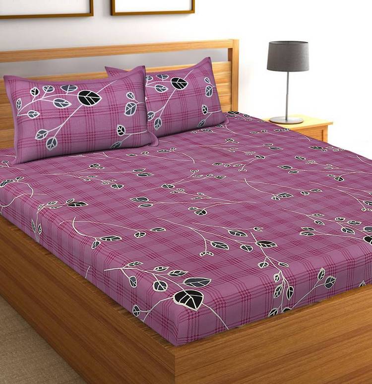 BEDAFFAIR 144 TC Cotton Double King Printed Bedsheet