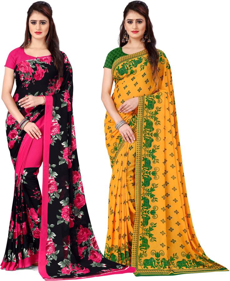Floral Print, Ombre, Printed Daily Wear Georgette Saree Price in India