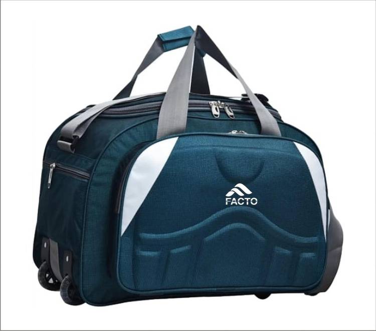 40 L Strolley Duffel Bag - 21 inch /55 cm (Expandable) unisex lightweight 40 litres travel Duffel Bag with two wheels ( Turquoise) travel Dufflel bag ( Multicolor) - Green - Regular Capacity