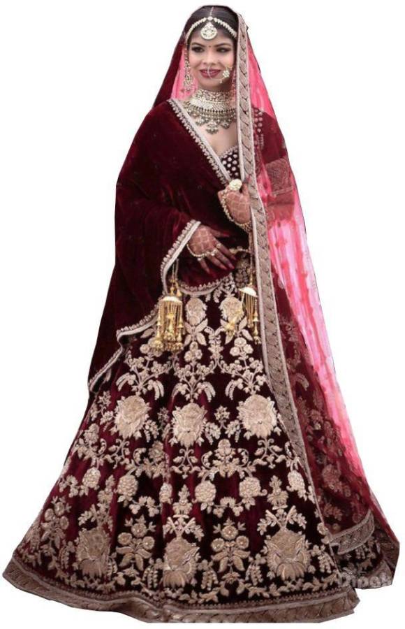 Embroidered Semi Stitched Lehenga Choli Price in India