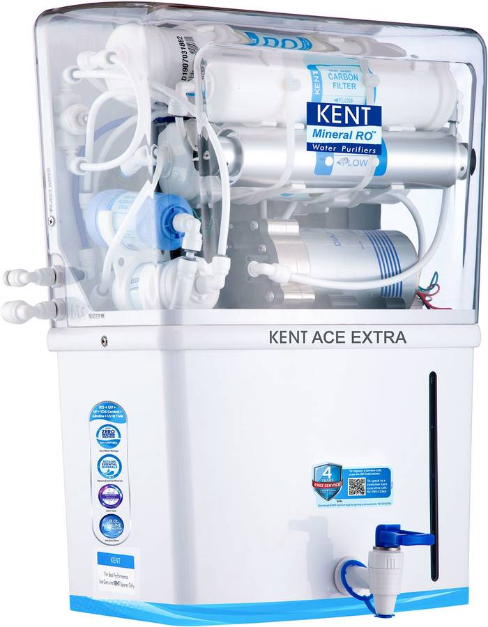 Kent Ace Extra 8 L RO + UV + UF + TDS Control + Alkaline + UV in Tank Water Purifier with Alkaline Water