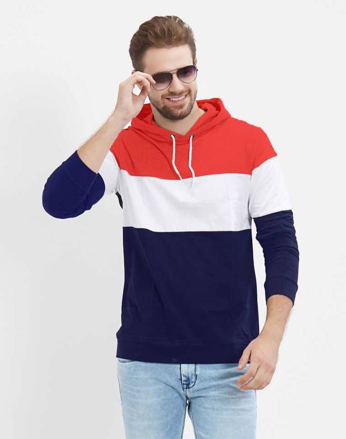 Solid Men Hooded Neck Multicolor T-Shirt