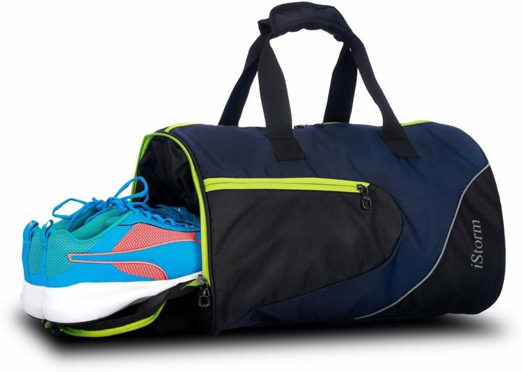 Istorm Sports Duffel Gym Bag with Separate Shoe Compartment Navy Blue & Black Gym Bag