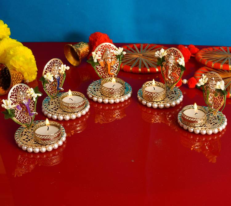 TR Diwali Decoration Ganesh Shadow Candles Set Candle