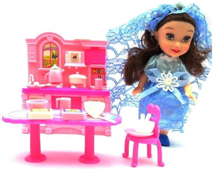 Little Joy Kitchen Set Toy with Cookware Accessories and Princess Doll For Kids