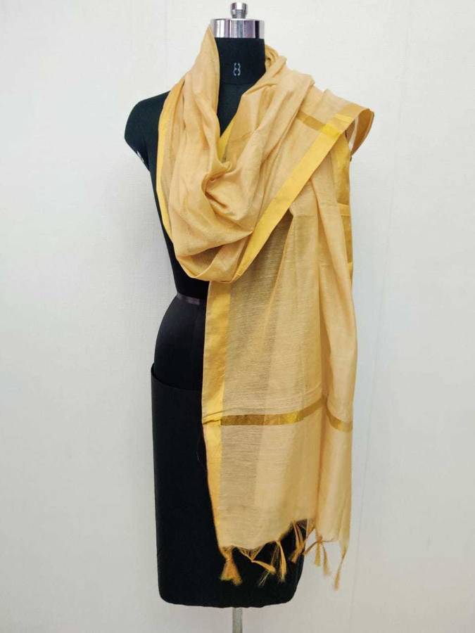 Cotton Silk Solid Gold Women Dupatta