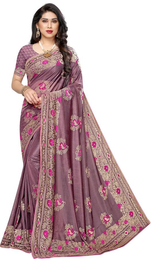 Paisley, Embellished Fashion Lycra Blend, Brasso Saree