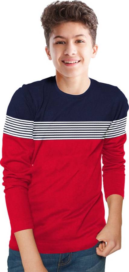 Boys Striped Cotton Blend T Shirt Price in India