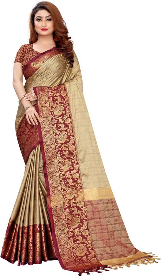 Woven Daily Wear Jacquard, Cotton Silk Saree