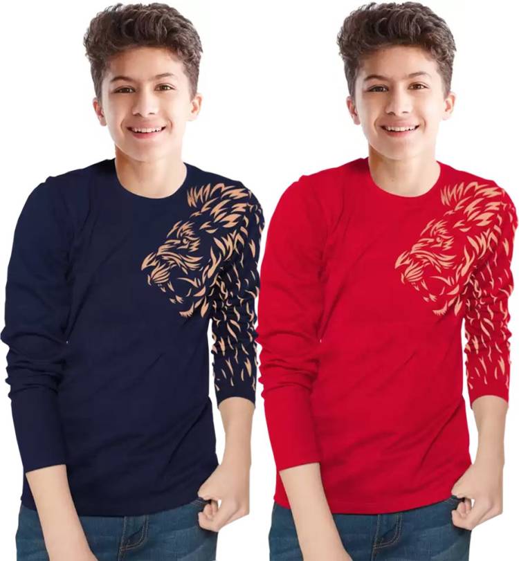 Boys Printed Cotton Blend T Shirt Price in India