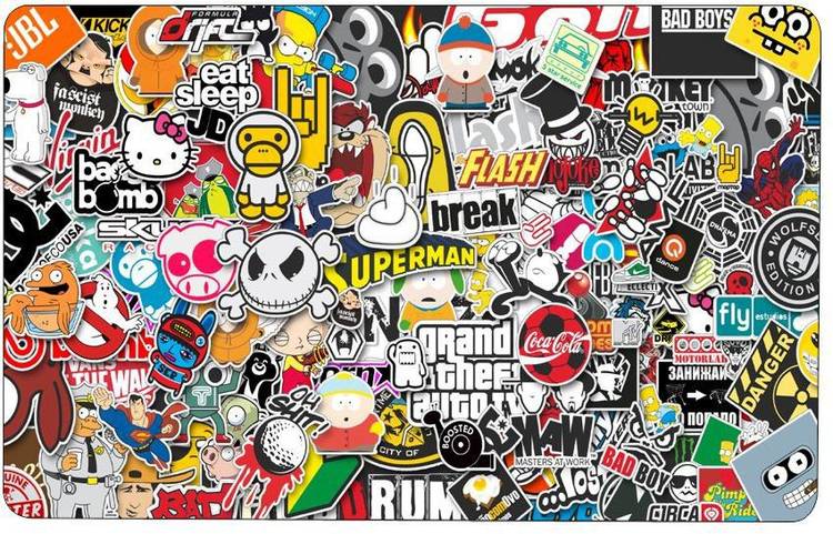 WallDaddy Cartoon Collarge Laptop Skin vinyl Laptop Decal 15.6