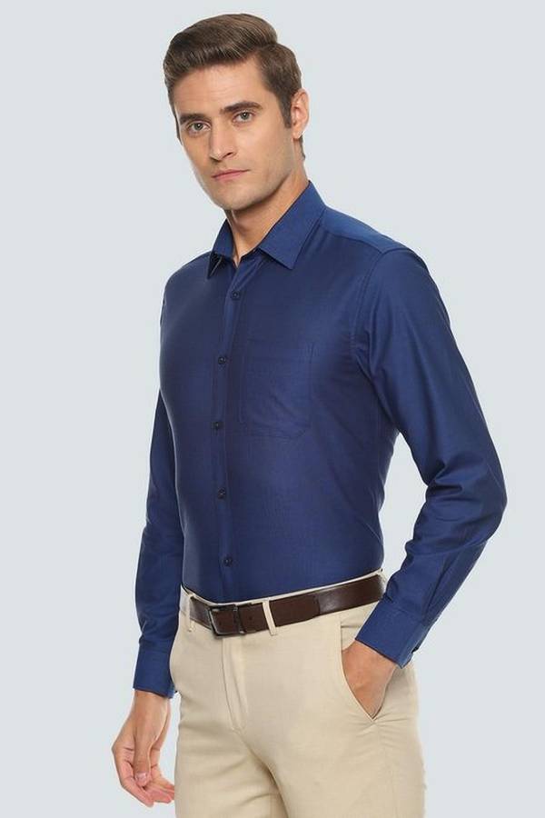 Men Slim Fit Self Design, Solid Spread Collar Formal Shirt