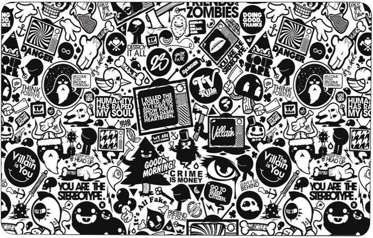 WallDaddy Black & White Cartoon Laptop Skin vinyl Laptop Decal 15.6