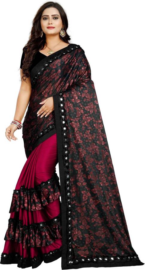 Printed, Floral Print Fashion Lycra Blend Saree Price in India