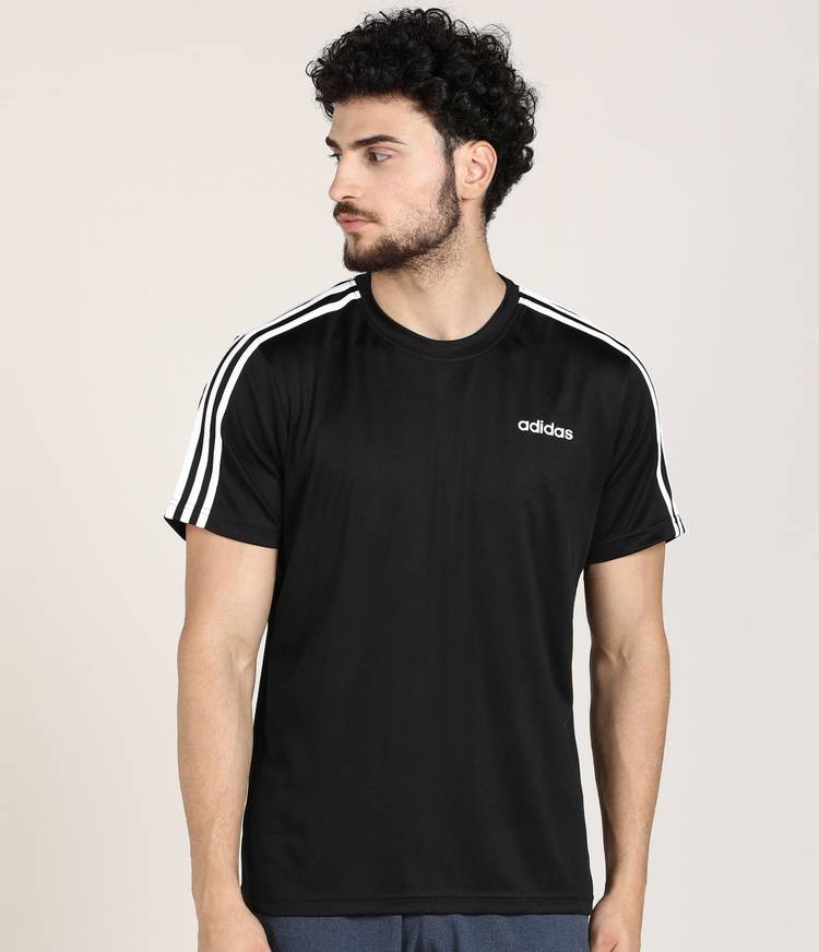 Sporty Men Round Neck Black T-Shirt