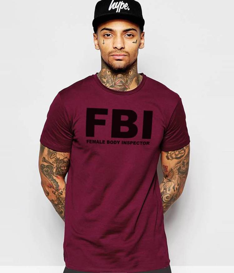 Printed Men Round or Crew Maroon T-Shirt