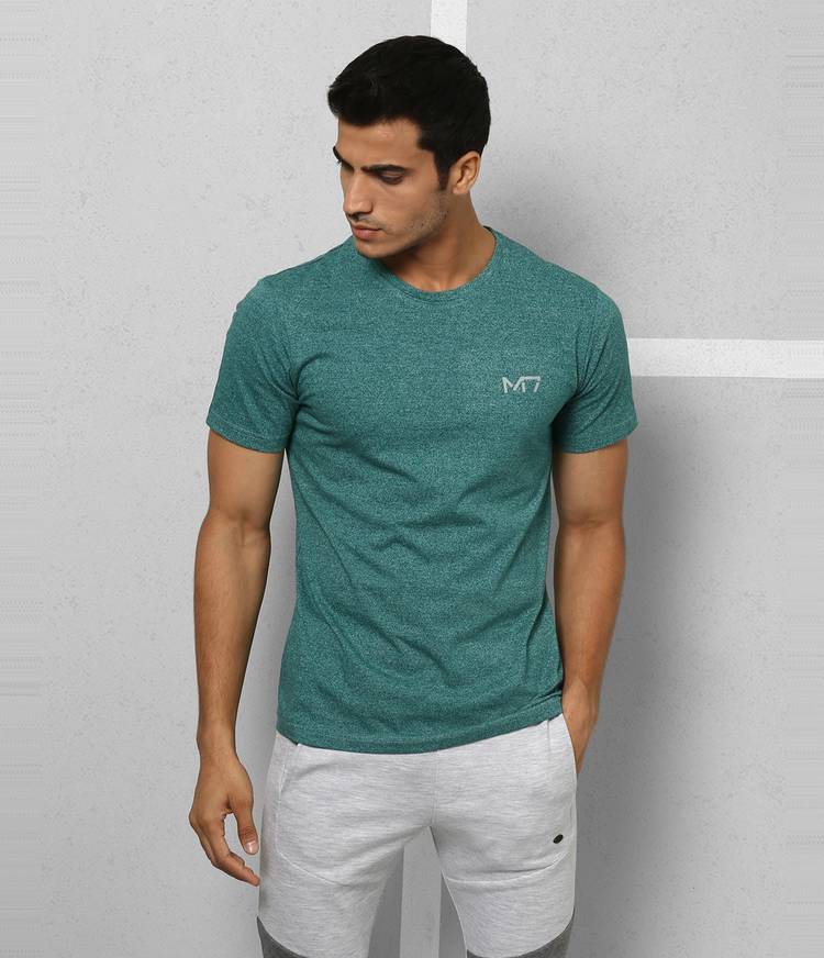 Athleisure Solid Men Round Neck Green T-Shirt